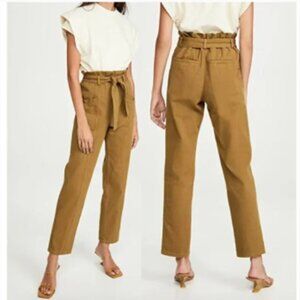 Sea NY Pants Women's Size 4 Olive Metta Denim High-Rise Paper Bag Waistline